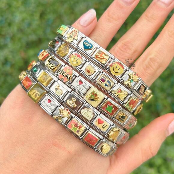 READY TO WEAR Italian Charm Bracelet with 18 Mixed Vintage Charms – Unique Gift - Picture 6 of 6